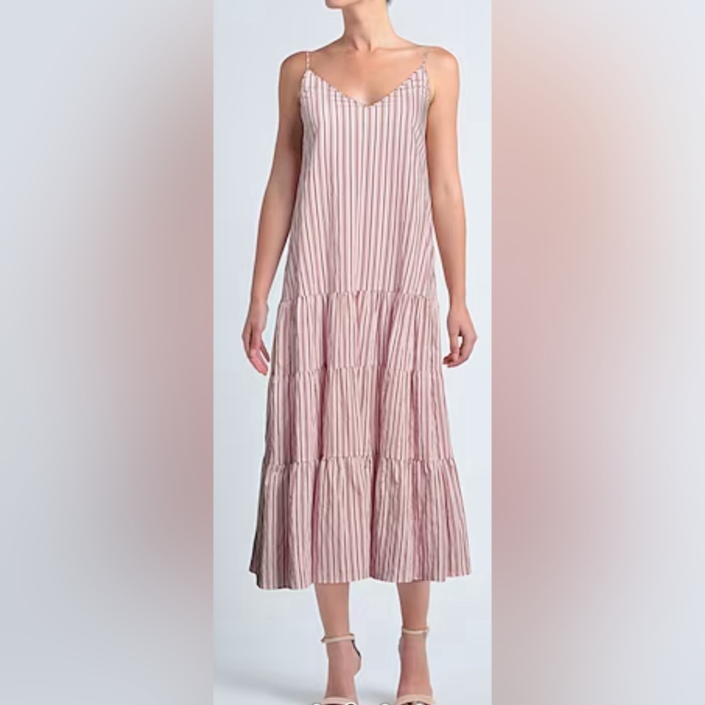 BOSS Hugo Boss Women's Cara Tiered Striped‎ Midi Sundress size 14